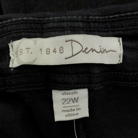 CC - Cato Skinny Jeans Womens 22W Solid Black Buttonfly Fold Over Stretch NWT - Picture 6 of 11